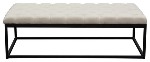 Mateo Black Powder Coat Metal Linen Tufted Bench, Desert Sand Linen, Large By Diamond Sofa