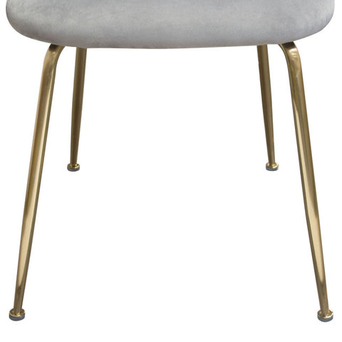 Lilly Set of (2) Dining Chairs in Grey Velvet Brushed Gold Metal Legs By Diamond Sofa