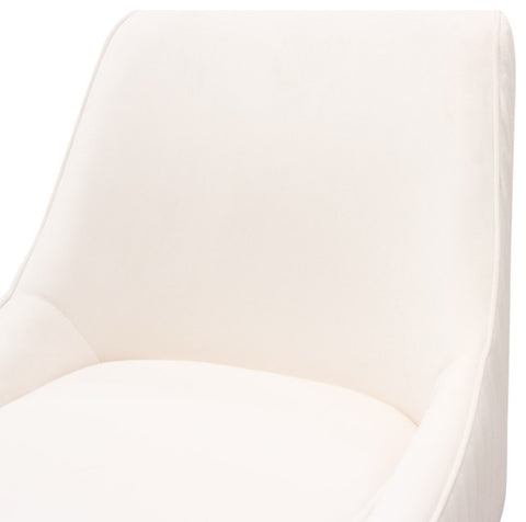 Dining Chairs w/ Vertical Outside Pleat Detail, Contoured Arm in Cream Velvet By Diamond Sofa