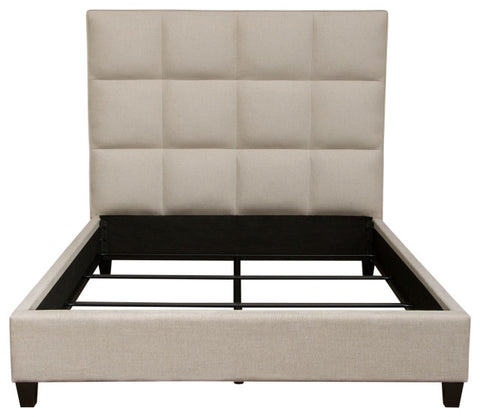 Devon Grid Tufted Queen Bed in Sand Fabric By Diamond Sofa