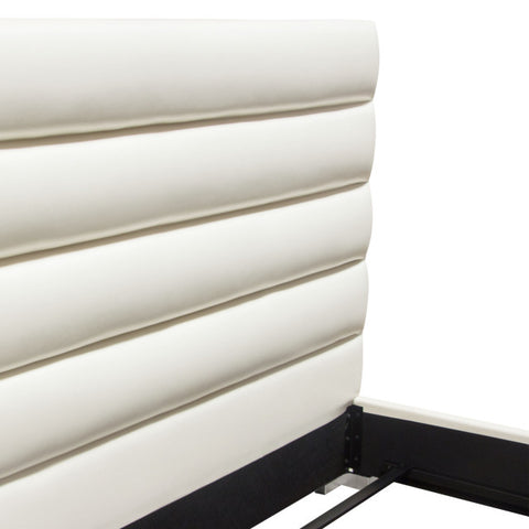 Bardot Channel Tufted Queen Bed in White Leatherette By Diamond Sofa