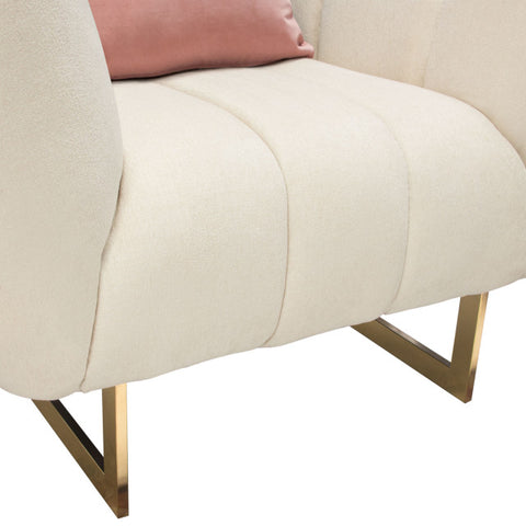 Venus Cream Fabric Chair With Contrasting Pillows and Gold Finished Metal Base By Diamond Sofa