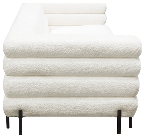 Vox Sofa, Faux White Shearling, Black Powder Metal Legs By Diamond Sofa