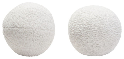 Set of (2) 10" Round Accent Pillows in White Faux Sheepskin By Diamond Sofa