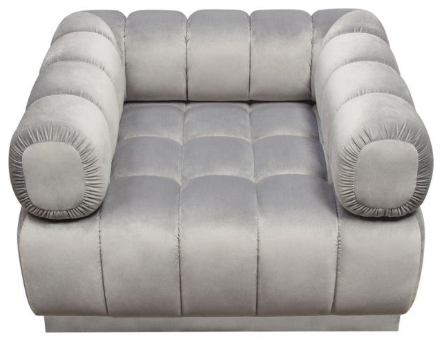Image Low Profile Chair in Platinum Grey Velvet w/ Brushed Silver Base by By Diamond Sofa
