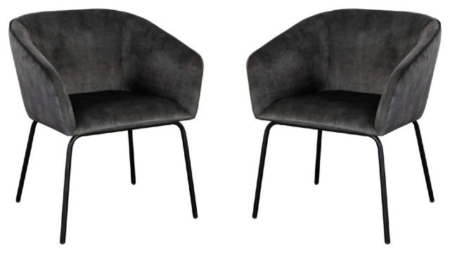 Avery Set of (2) Dining Chairs in Textured Grey Velvet By Diamond Sofa