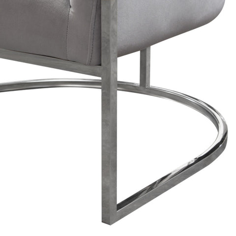 Elevated Barrel Shaped Accent Chair, Gray Velvet, Silver Frame By Diamond Sofa