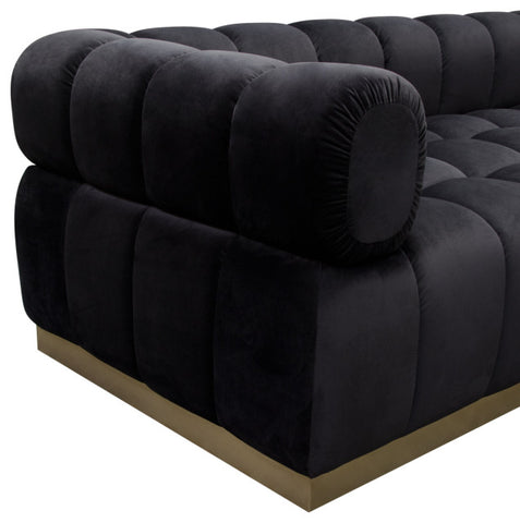 Image Low Profile Sofa in Black Velvet Brushed Gold Base By Diamond Sofa