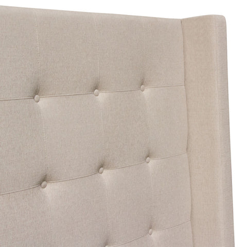 Madison Ave Tufted Wing Queen Bed, Sand Button Tufted Fabric By Diamond Sofa