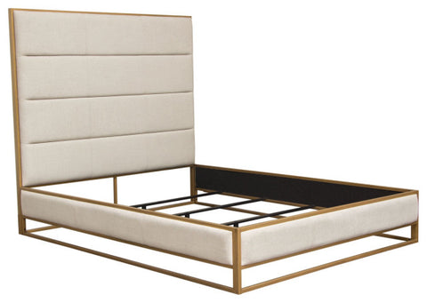 Empire Queen Bed With Gold Metal Frame, Sand Fabric By Diamond Sofa