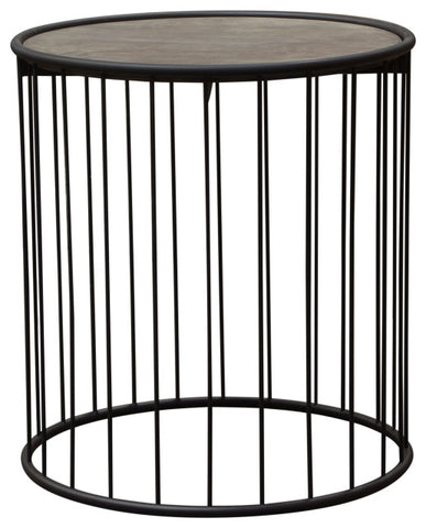 Gibson 22" Round End Table with Grey Oak Finished Top and Metal Base By Diamond Sofa