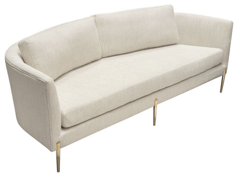 Lane Sofa in Light Cream Fabric with Gold Metal Legs By Diamond Sofa