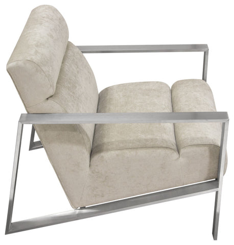 La Brea Accent Chair in Champagne Fabric with Brushed Stainless Steel Frame By Diamond Sofa