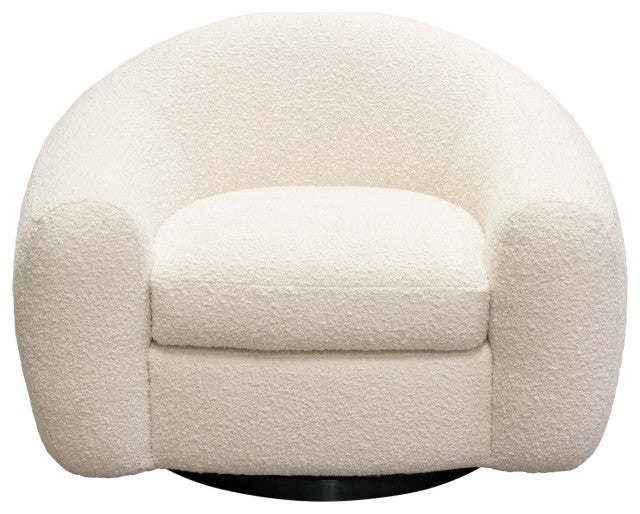 Pascal Swivel Chair in Bone Boucle Textured Fabric Contoured Arms & Back By Diamond Sofa