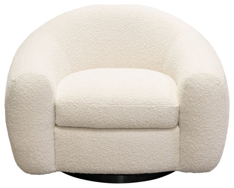 Pascal Swivel Chair in Bone Boucle Textured Fabric Contoured Arms & Back By Diamond Sofa