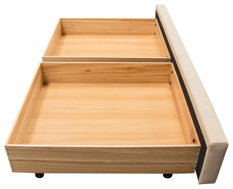 Queen Bed With Integrated Footboard Storage Unit and Accent Wings, Sand Fabric By Diamond Sofa