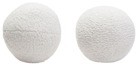 Set of (2) 10 Round Accent Pillows in White Faux Sheepskin By Diamond Sofa