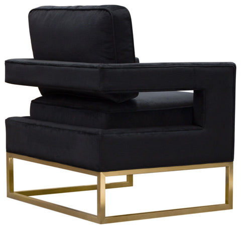 Lake Accent Chair, Black Performance Fabric, Gold Metal Base By Diamond Sofa