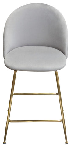 Lilly Set of 2 Counter Height Chairs, Gray Velvet With Brushed Gold Metal Legs By Diamond Sofa