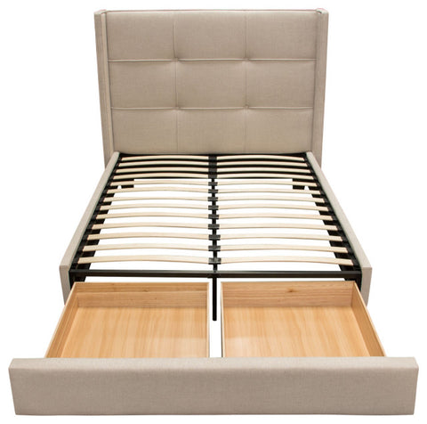 Beverly Queen Bed With Footboard Storage, Sand By Diamond Sofa