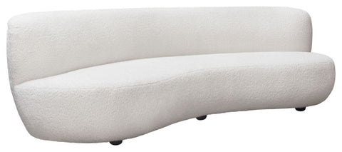 Simone Curved Sofa, White Faux Sheepskin Fabric By Diamond Sofa