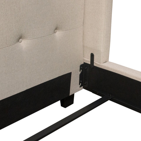 Madison Ave Tufted Wing Eastern King Bed in Sand Button Tufted Fabric By Diamond Sofa