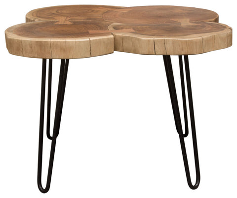 Joss Natural Acacia Live Edge Square Cocktail Table, Black Hairpin Legs By Diamond Sofa