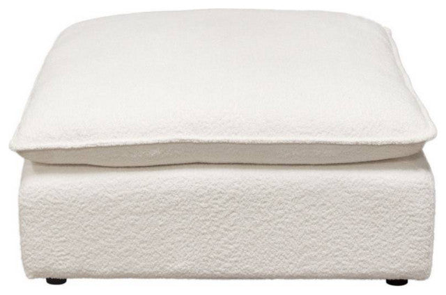 Ivy Square Ottoman in White Faux Shearling By Diamond Sofa