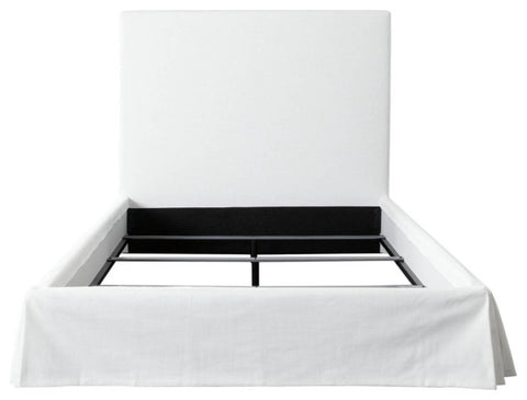 Savannah 58" Queen Slipcover Bed in White Linen Fabric By Diamond Sofa