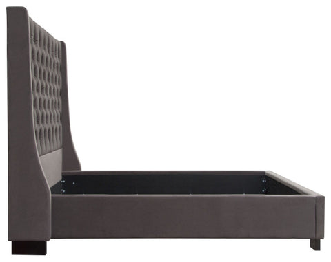 Park Avenue Queen Tufted Bed with Vintage Wing in Smoke Grey Velvet By Diamond Sofa