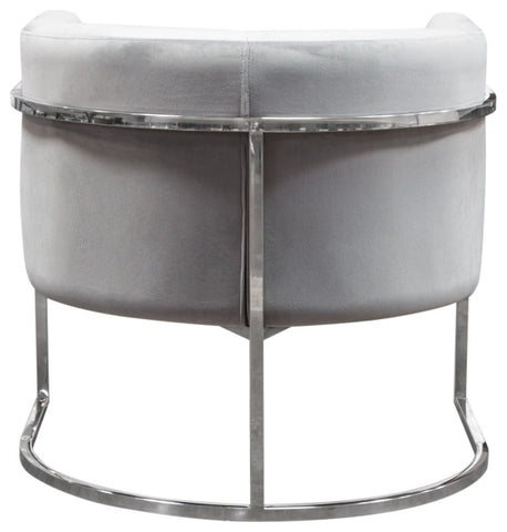 Elevated Barrel Shaped Accent Chair, Gray Velvet, Silver Frame By Diamond Sofa