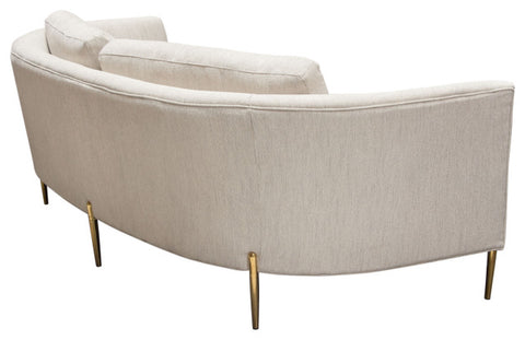 Lane Sofa in Light Cream Fabric with Gold Metal Legs By Diamond Sofa