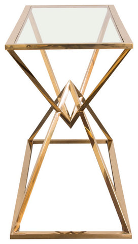 Aria Square Console Table With Metal Base, Gold By Diamond Sofa