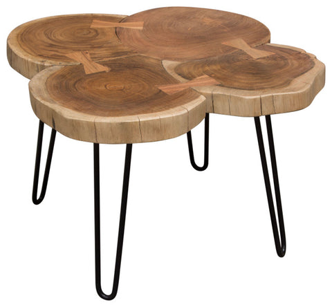 Natural One of a Kind Live Edge Square Cocktail Table w/ Black Hairpin Legs By Diamond Sofa