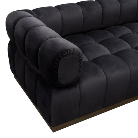 Image Low Profile Sofa in Black Velvet Brushed Gold Base By Diamond Sofa