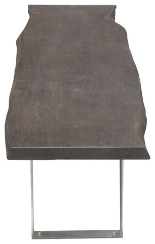 Titan Solid Acacia Wood Accent Bench in Finish Silver Metal Inlay & Base By Diamond Sofa