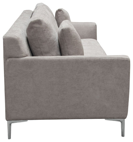 Seattle Loose Back Sofa in Grey Polyester Fabric Polished Silver Metal Leg By Diamond Sofa