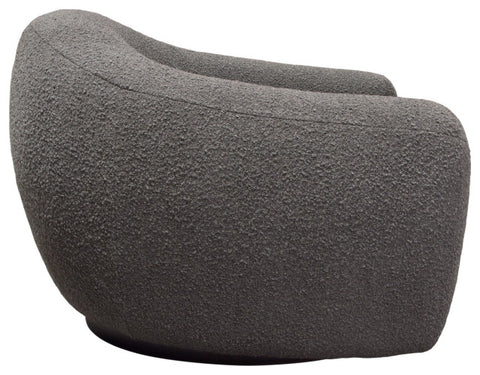 Pascal Swivel Chair in Charcoal Boucle Textured Fabric Contoured Arms & Back By Diamond Sofa