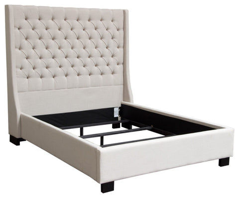 Park Avenue Eastern King Tufted Bed with Vintage Wing in Desert Sand Linen By Diamond Sofa