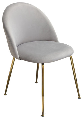 Lilly Set of (2) Dining Chairs in Grey Velvet Brushed Gold Metal Legs By Diamond Sofa