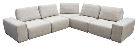Modular 5Seater Corner Sectional with Adjustable Backrests in Light Brown Fabric By Diamond Sofa