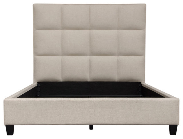 Devon Grid Tufted Queen Bed, Sand Fabric By Diamond Sofa