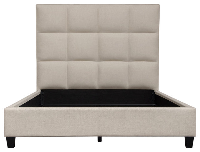 Devon Grid Tufted Queen Bed in Sand Fabric By Diamond Sofa
