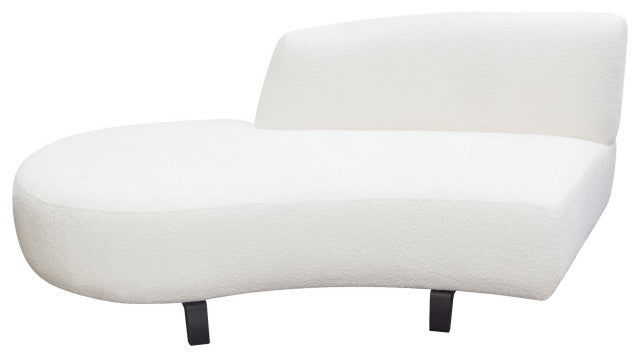 Vesper Curved Armless Left Chaise, Faux White Shearling, Black Wood Leg Base By Diamond Sofa