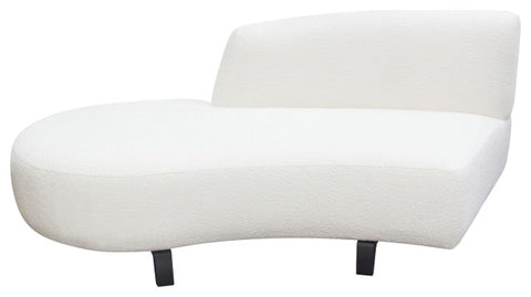 Vesper Curved Armless Left Chaise, Faux White Shearling, Black Wood Leg Base By Diamond Sofa