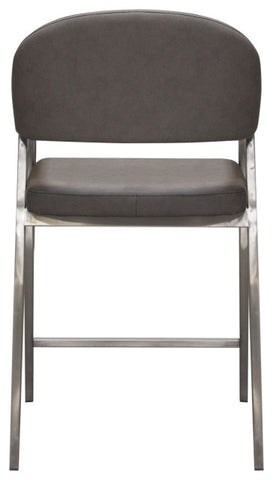 Set of Two Counter Height Chairs, Grey Leatherette With Brushed Steel Leg By Diamond Sofa