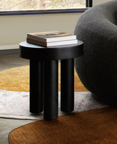 Rune 16" Round End Table in Black Finish By Diamond Sofa