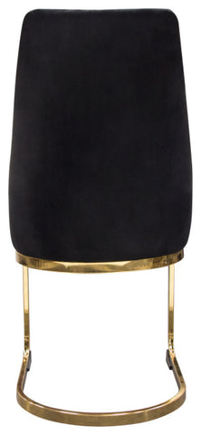Vogue Set of, 2 Dining Chairs, Black Velvet With Polished Gold Metal Base By Diamond Sofa