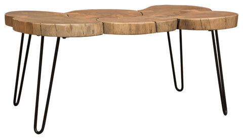 Joss Natural Acacia Live Edge Rectangle Cocktail Table, Black Hairpin Legs By Diamond Sofa