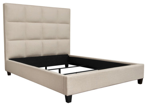 Devon Grid Tufted Queen Bed, Sand Fabric By Diamond Sofa